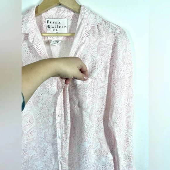 Frank & Eileen "Eileen" Classic Linen Relaxed Button-Up Floral Shirt Size Small - Picture 5 of 11